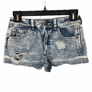 Kendall & Kylie acid washed fortune blue cutoffs